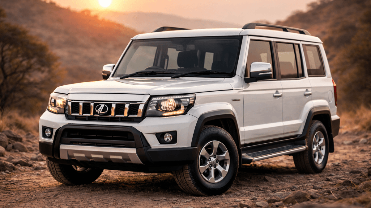 Mahindra Bolero 2026 diesel SUV parked on rugged road at sunset