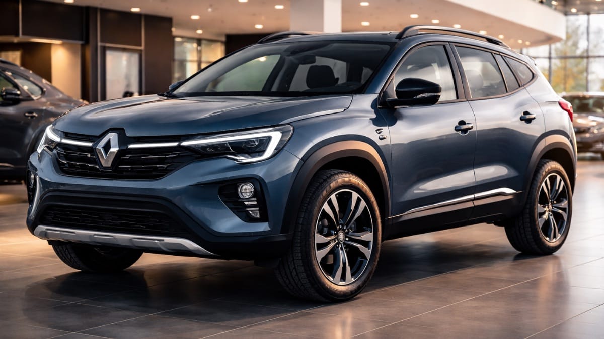 New Renault Duster 2026 SUV displayed in showroom with bold design and modern features