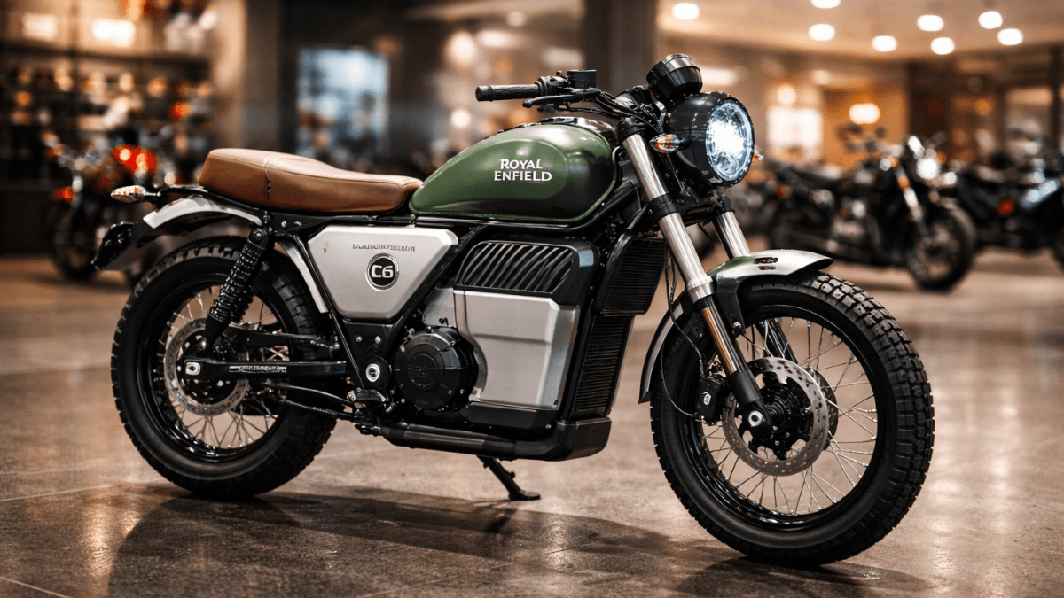 Royal Enfield Flying Flea C6 electric bike showroom